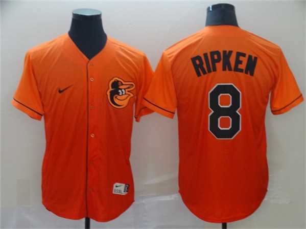 Men%27s Baltimore Orioles #8 Cal Ripken Jr. Orange Fade Stitched Baseball Jersey